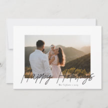 Modern Script Happy Holidays Photo Card