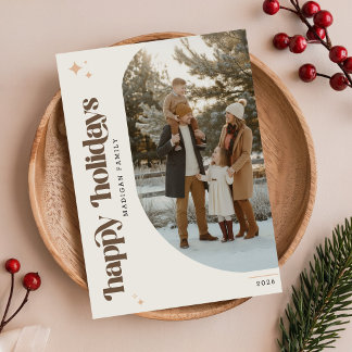 Modern Script Happy Holidays Photo Christmas Holiday Postcard