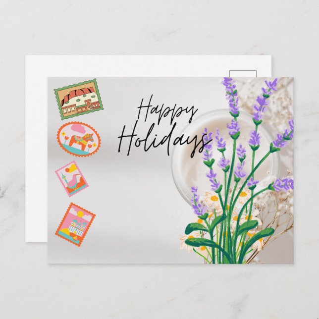 Modern Script Happy Holidays Postcard (Front/Back)