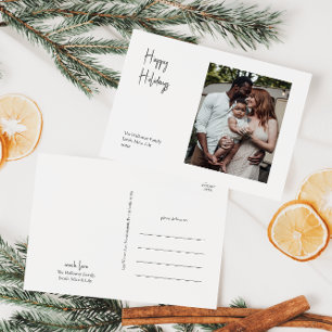 Modern Script Happy Holidays Single photo Holiday Postcard