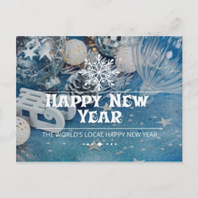 Modern Script Happy New Year Holiday Postcard (Front)