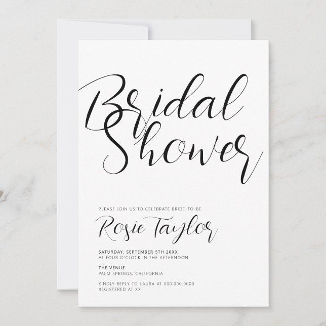 Modern Script Headline Bridal Shower Invitation (Front)