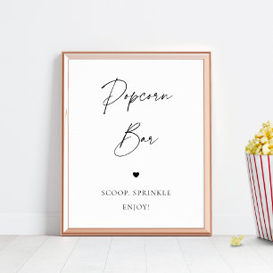 Modern Script Heart Chic Popcorn Bar Wedding Sign