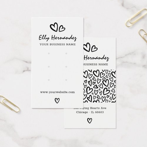 Modern Script Heart Earring Jewelry Display Card