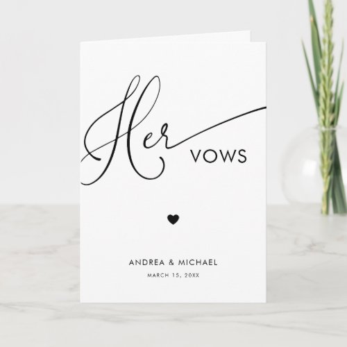 Modern Script  Heart Her Vows Wedding Book Card