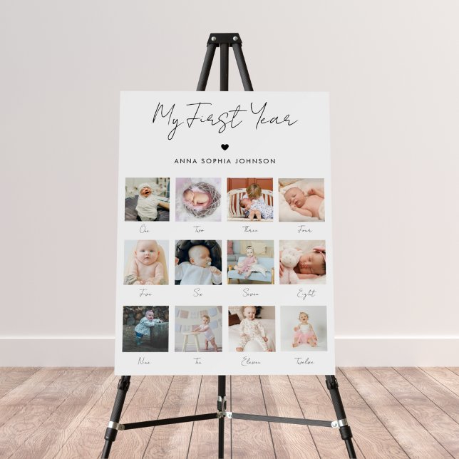 Modern Script & Heart My First Year 1st Milestone Foam Board (Creator Uploaded)