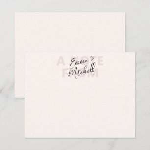 Modern Script Heart Personalized Note Card
