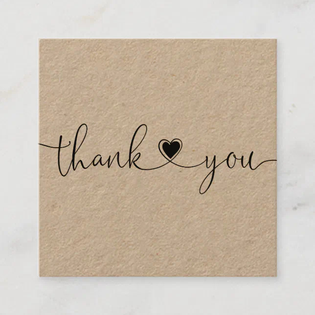 modern script heart thank you for your order square business card | Zazzle