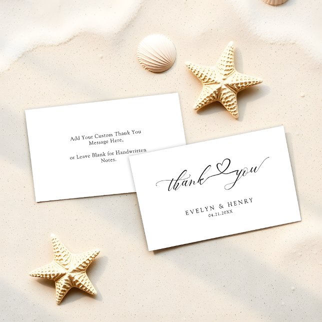 Modern Script Heart Wedding Budget Thank You Note Card (Creator Uploaded)