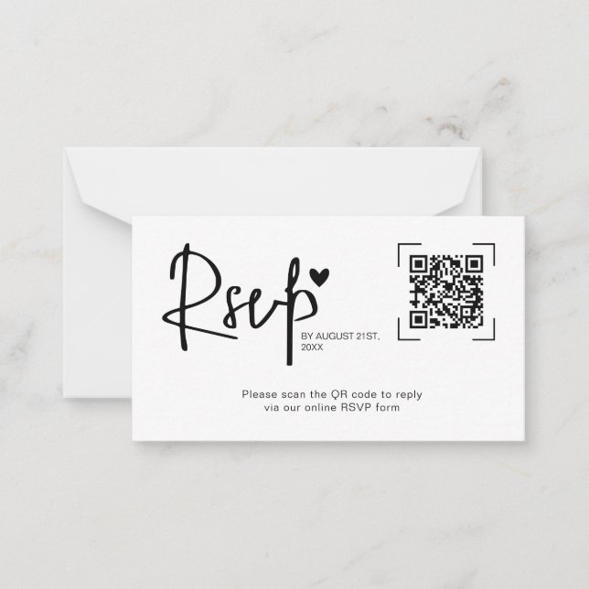 Modern Script Heart Wedding Online RSVP Cards (Front)