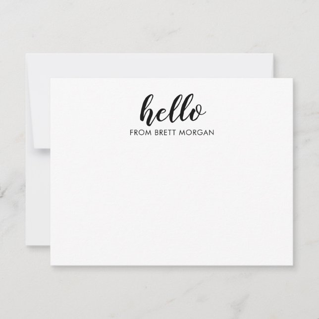Modern Script Hello Name Typography Note Card (Front)