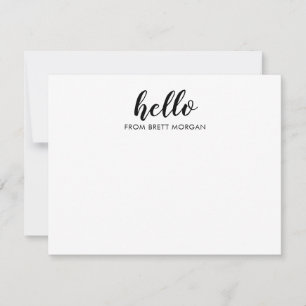 Modern Script Hello Name Typography Note Card