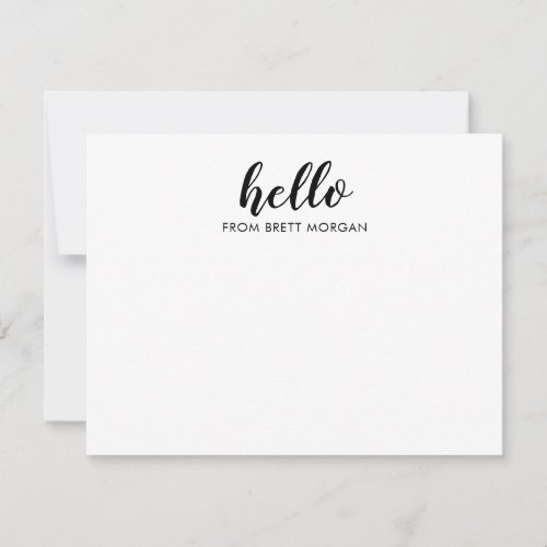 Modern Script Hello Name Typography Note Card