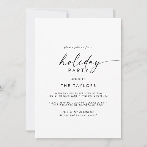Modern Script Holiday Party Invitation