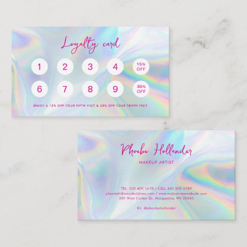 Modern Script Holographic Business Customer Loyalty Card