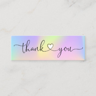 modern script holographic thank you for your order mini business card