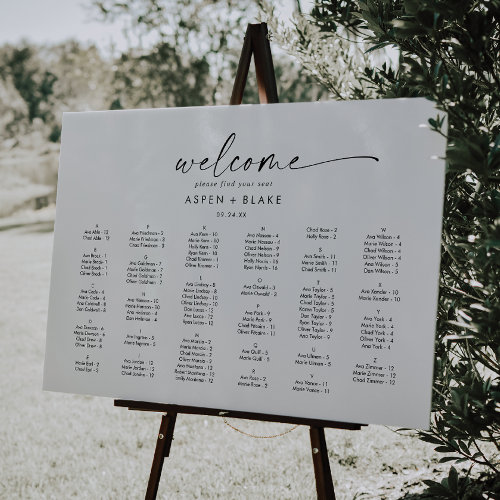 Modern Script Horizontal Alphabetical Seating Plan Foam Board
