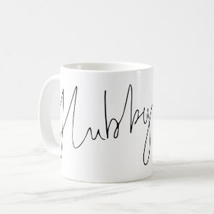 Modern Script Hubby Name Black White Coffee Mug