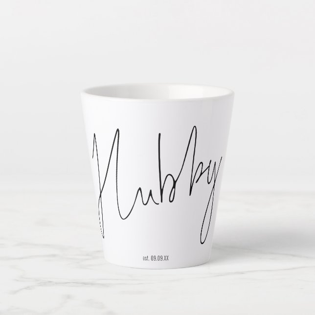 Modern Script Hubby Name Bridal Gift Box Idea  Latte Mug (Front)