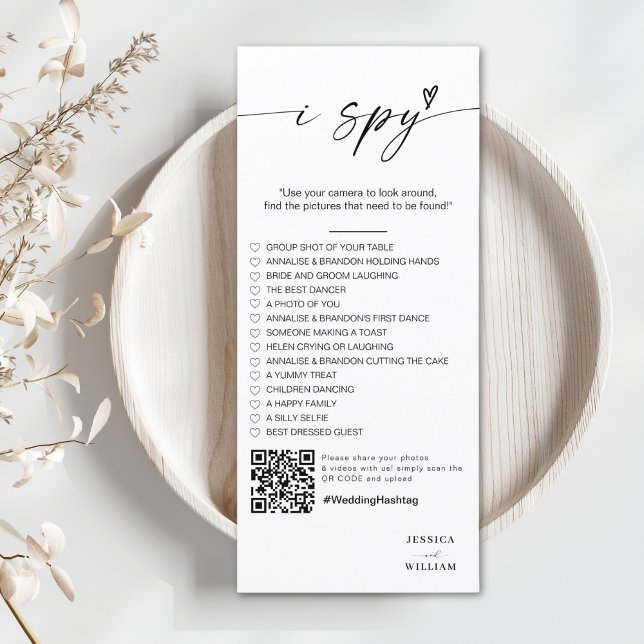 Modern Script I spy wedding game Reception Photo  Menu (Creator Uploaded)