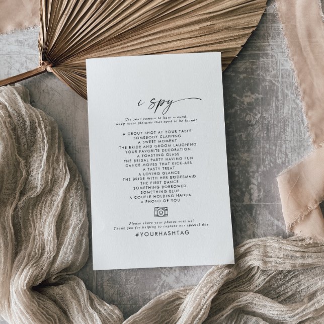 Modern Script I Spy Wedding Photo Scavenger Hunt Flyer (Creator Uploaded)