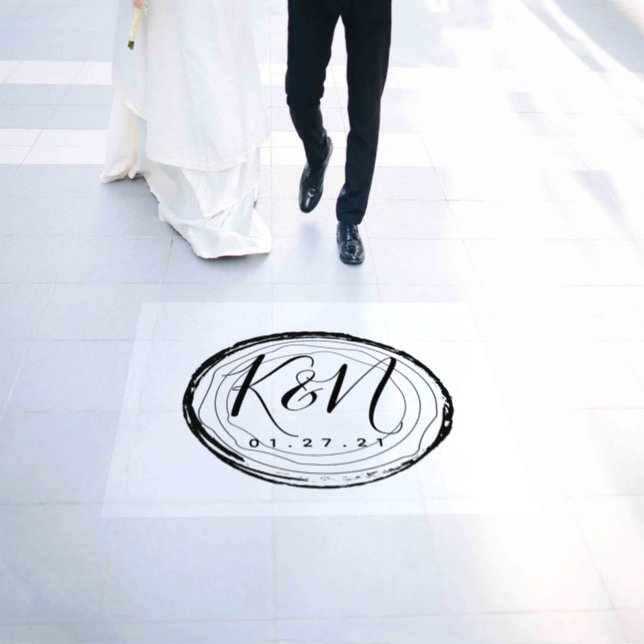 Modern Script Initial Logo Rustic Wedding Floor Decals (Wedding)
