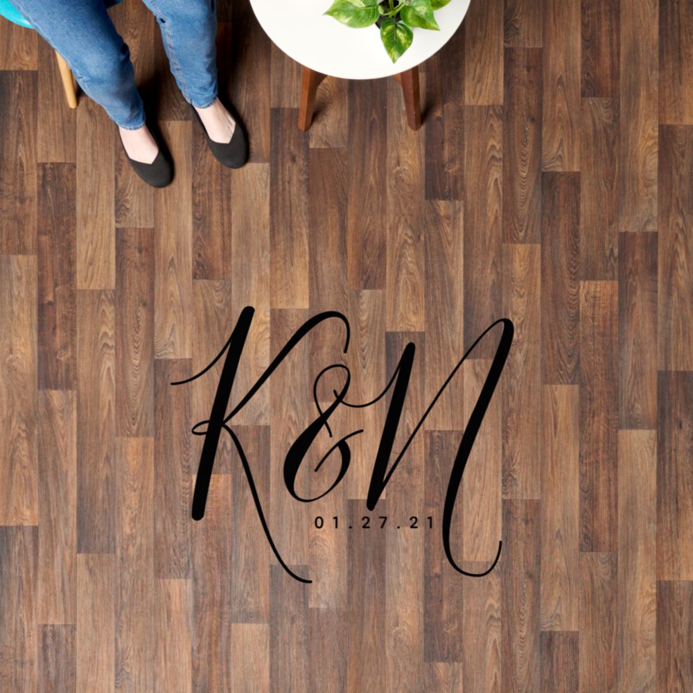Disover Modern Script Initial Logo Wedding Floor Decals