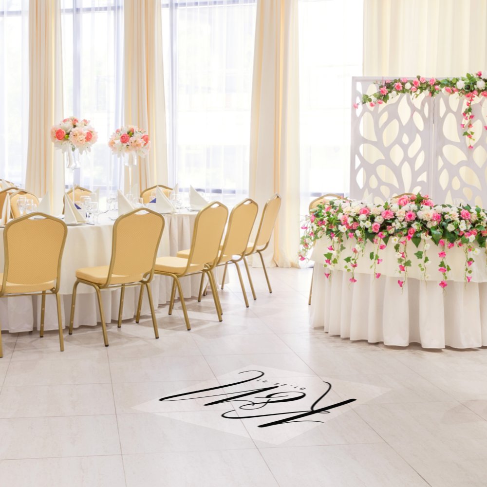 Disover Modern Script Initial Logo Wedding Floor Decals