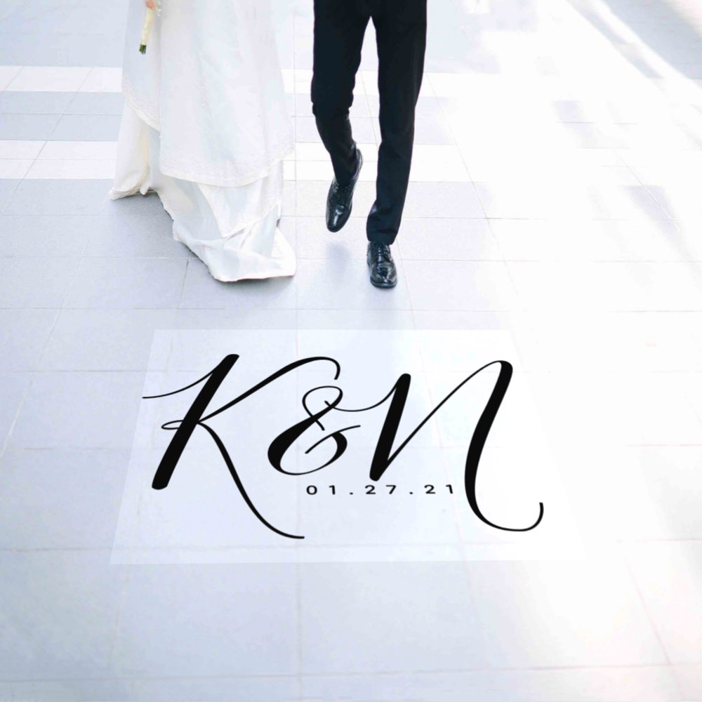 Disover Modern Script Initial Logo Wedding Floor Decals