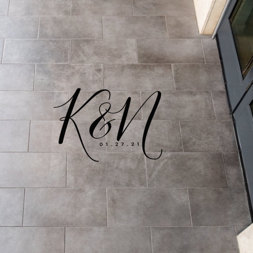 Disover Modern Script Initial Logo Wedding Floor Decals