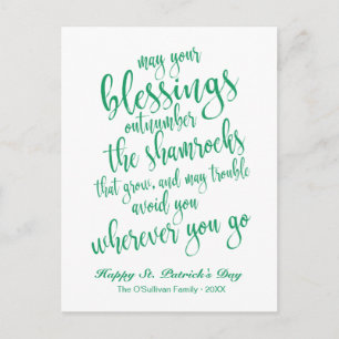 Modern Script Irish Blessing St. Patrick's Day Postcard