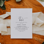 Modern Script It's A Boy Baby Shower Invitation<br><div class="desc">This modern script it's a boy baby shower invitation is perfect for a minimalist baby shower. The simple black and white design features unique industrial lettering typography with modern boho style. Customizable in any color. Keep the design minimal and elegant, as is, or personalize it by adding your own graphics...</div>