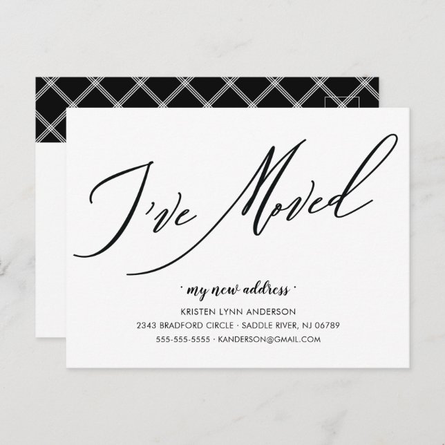Modern Script I've Moved Moving Announcement Postc Postcard (Front/Back)