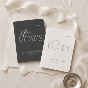 Modern Script Ivory and Charcoal Wedding Foil Vow Books