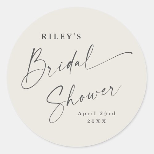 Modern Script Ivory Boho Bridal Shower Classic Round Sticker