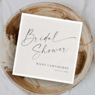 Modern Script Ivory Boho Bridal Shower Napkins