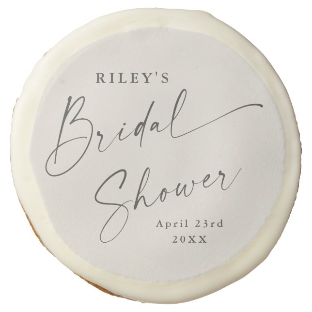 Modern Script Ivory Boho Bridal Shower Sugar Cookie (Front)