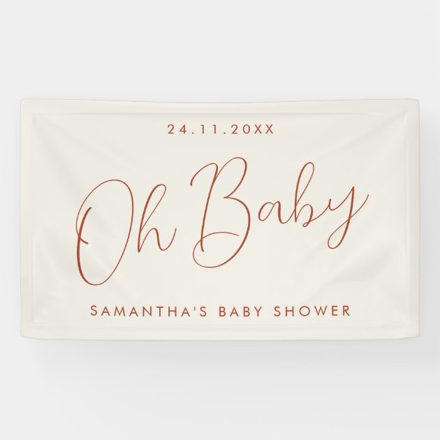 Modern Script ivory Oh Baby Shower Banner