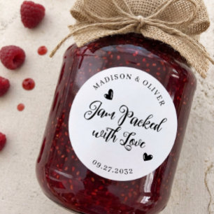 Modern Script Jam Packed with Love Wedding Favor Classic Round Sticker