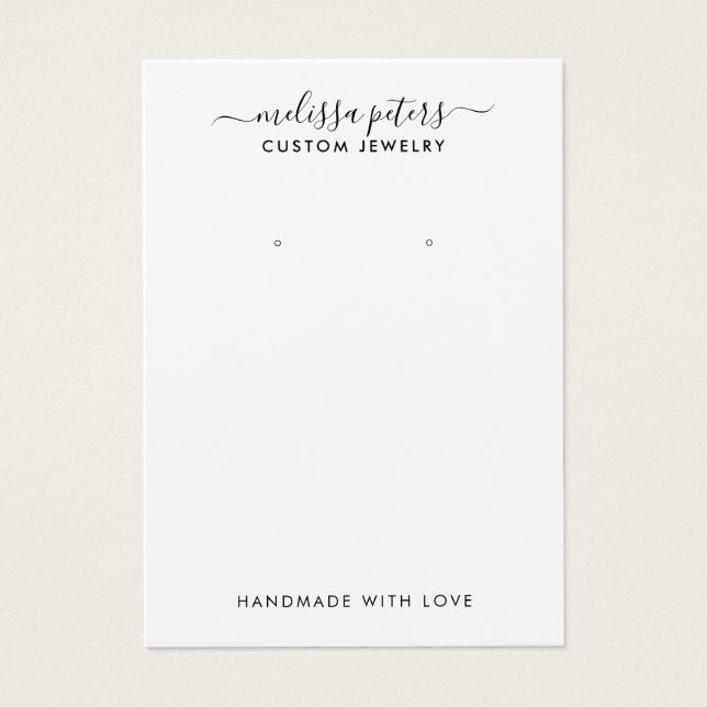 Modern Script Jewelry Earring Display Card (Front)