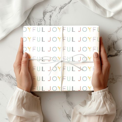 Modern Script Joyful Pastel Holiday Wrapping Paper