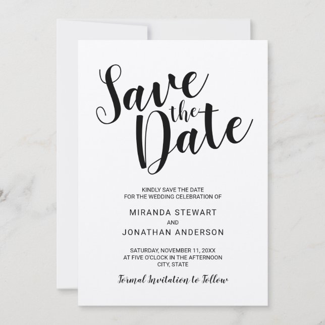 Modern Script Kraft Paper Wedding Save the Date (Front)