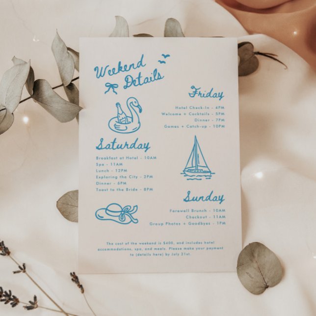 Modern Script Lake Bachelorette Weekend Details Enclosure Card (Creator Uploaded)