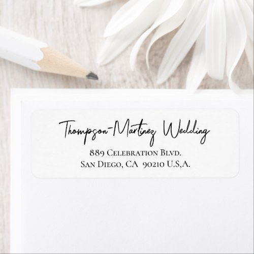 Modern Script lastnames Simple Wedding Label