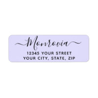 Modern Script Lavender Return Address Label