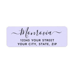 Modern Script Lavender Return Address Label