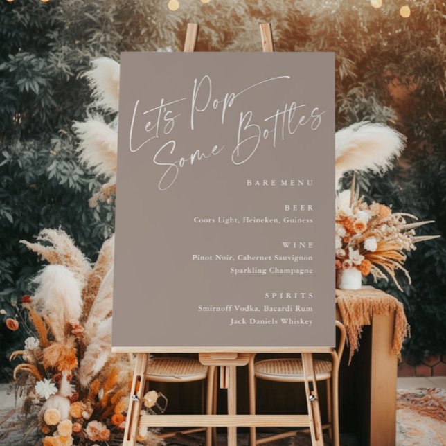 Modern Script Let's Pop Some Bottles Baby Shower Foam Board (Creator Uploaded)