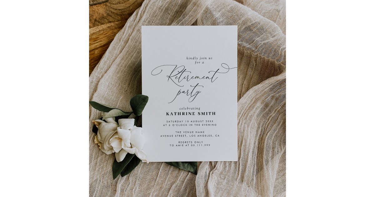 Modern Script Lettering Retirement Party Invitation | Zazzle