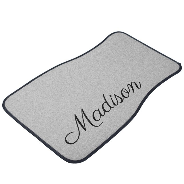 Modern Script Light Grey Custom Monogram Car Floor Mat (Angled)