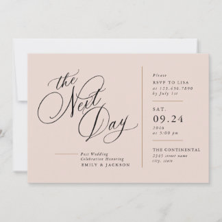 Modern Script Line Block Post Wedding Invitation